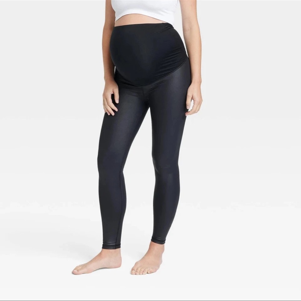 Isabel maternity leggings high gloss active yoga pants with belly panel size XXL